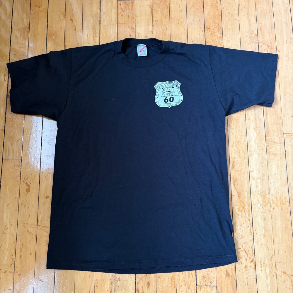 Vintage NYPD 60th Precinct Shirt Mens XL Black Jerzees Single Stitch Made USA